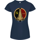 Distressed CCCP Shuttle Womens Petite Cut T-Shirt Navy Blue