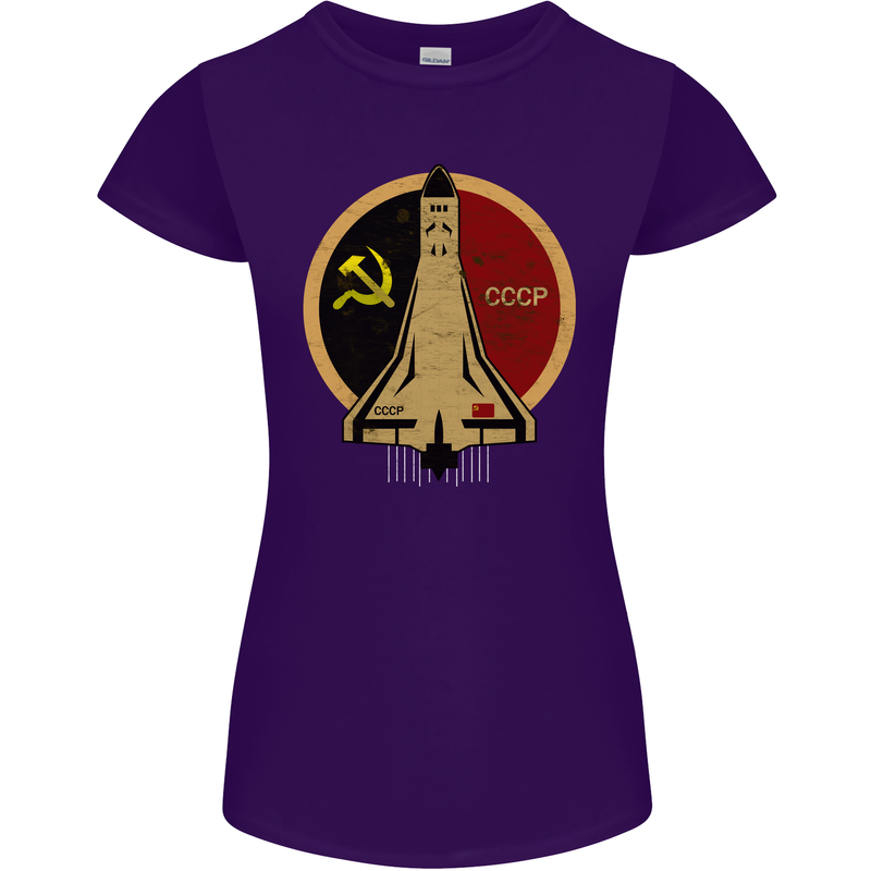 Distressed CCCP Shuttle Womens Petite Cut T-Shirt Purple
