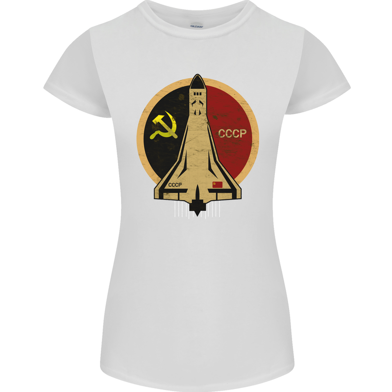 Distressed CCCP Shuttle Womens Petite Cut T-Shirt White