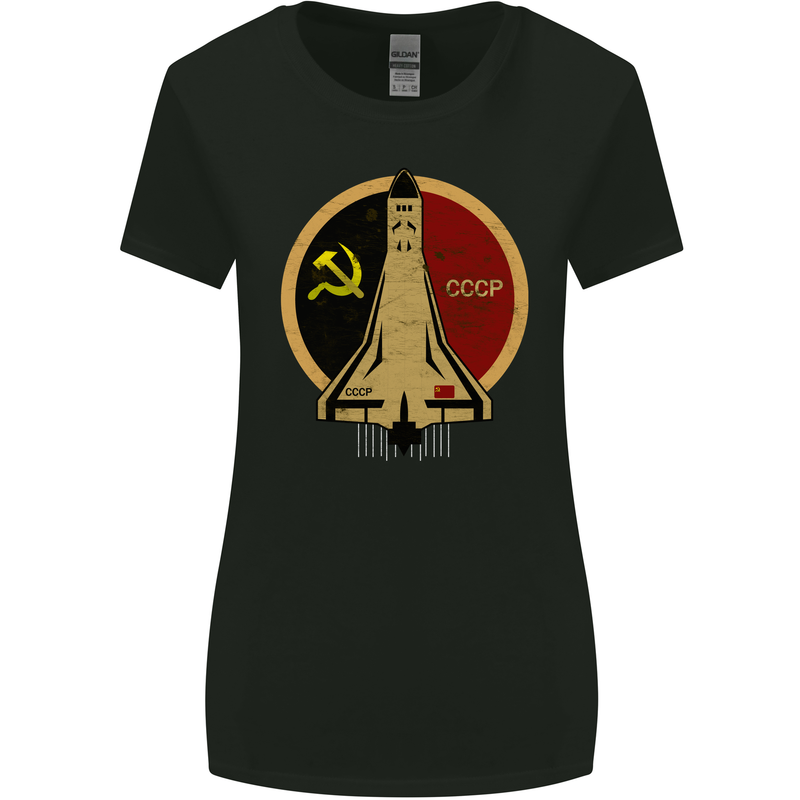 Distressed CCCP Shuttle Womens Wider Cut T-Shirt Black