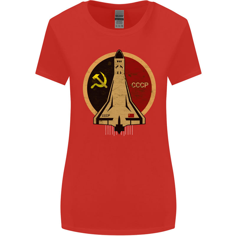Distressed CCCP Shuttle Womens Wider Cut T-Shirt Red