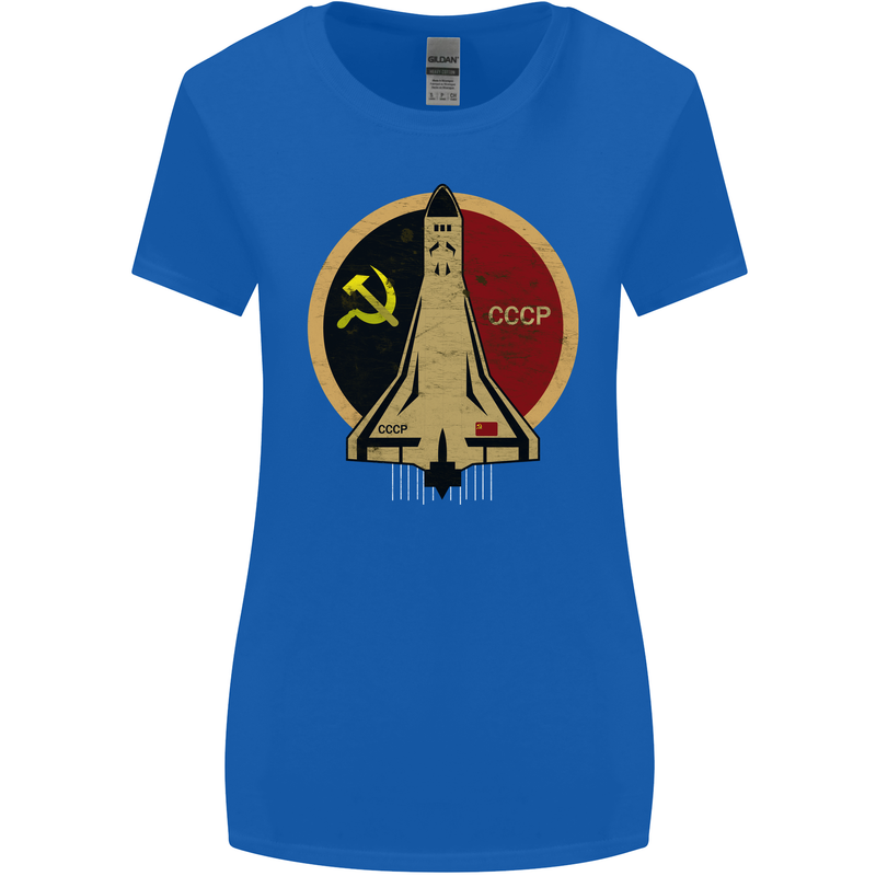 Distressed CCCP Shuttle Womens Wider Cut T-Shirt Royal Blue