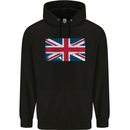 Distressed Union Jack Flag Great Britain Childrens Kids Hoodie Black
