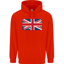 Distressed Union Jack Flag Great Britain Childrens Kids Hoodie Bright Red