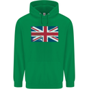 Distressed Union Jack Flag Great Britain Childrens Kids Hoodie Irish Green