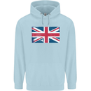 Distressed Union Jack Flag Great Britain Childrens Kids Hoodie Light Blue