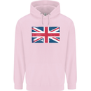Distressed Union Jack Flag Great Britain Childrens Kids Hoodie Light Pink