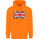 Distressed Union Jack Flag Great Britain Childrens Kids Hoodie Orange