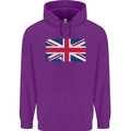 Distressed Union Jack Flag Great Britain Childrens Kids Hoodie Purple