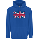 Distressed Union Jack Flag Great Britain Childrens Kids Hoodie Royal Blue