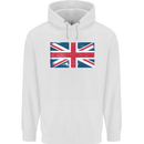 Distressed Union Jack Flag Great Britain Childrens Kids Hoodie White
