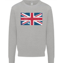Distressed Union Jack Flag Great Britain Kids Sweatshirt Jumper Sports Grey