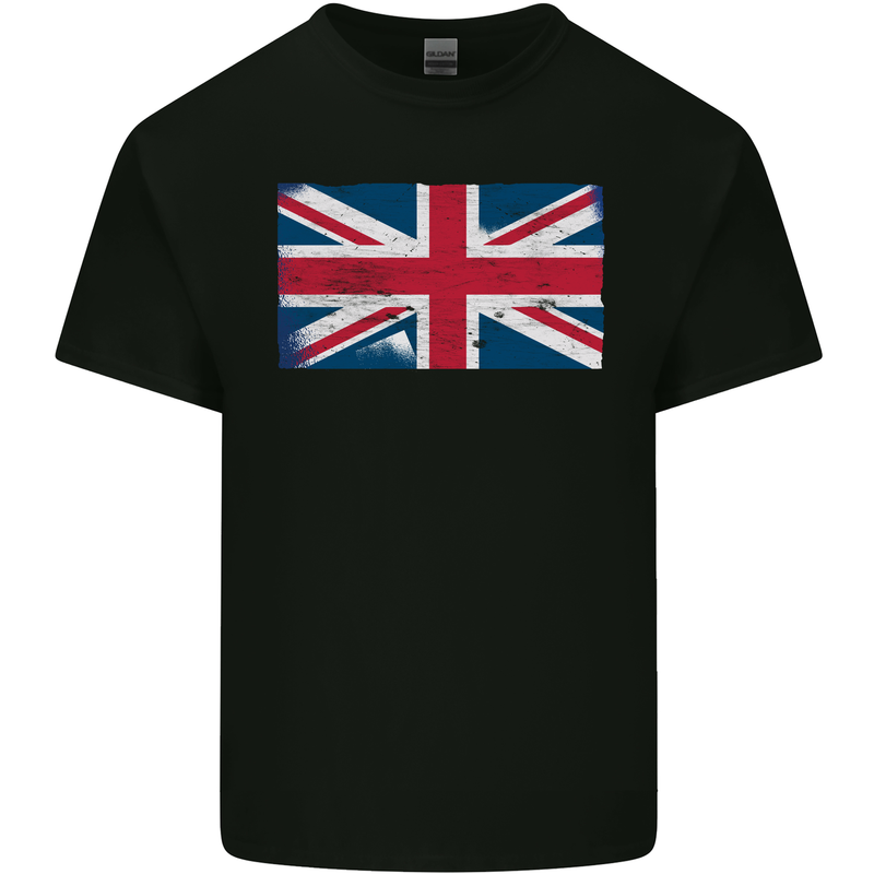 Distressed Union Jack Flag Great Britain Kids T-Shirt Childrens Black