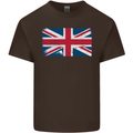 Distressed Union Jack Flag Great Britain Kids T-Shirt Childrens Chocolate
