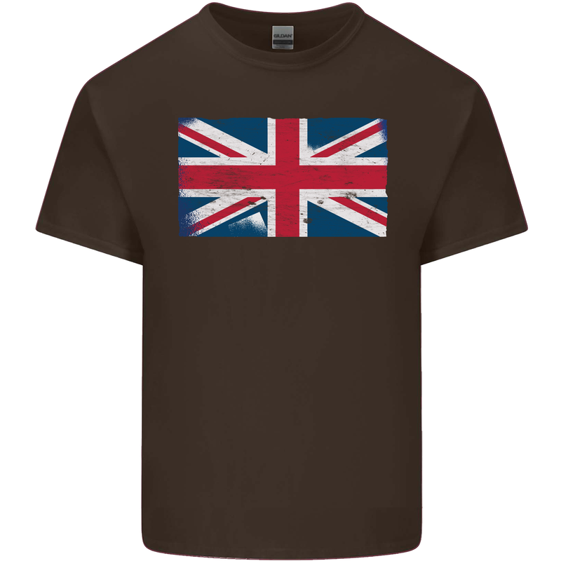 Distressed Union Jack Flag Great Britain Kids T-Shirt Childrens Chocolate