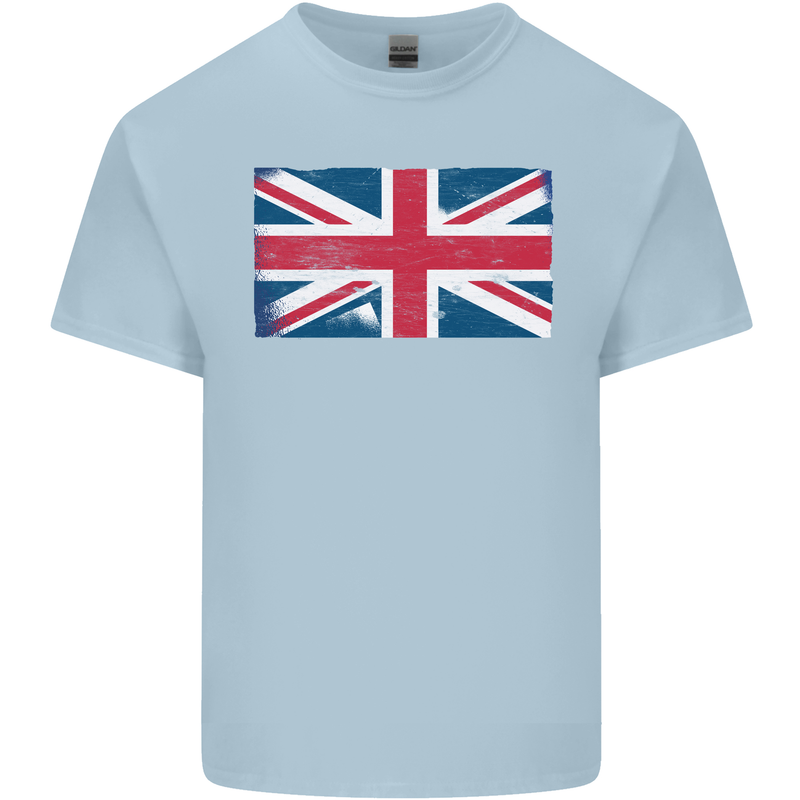 Distressed Union Jack Flag Great Britain Kids T-Shirt Childrens Light Blue