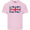 Distressed Union Jack Flag Great Britain Kids T-Shirt Childrens Light Pink