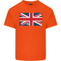Distressed Union Jack Flag Great Britain Kids T-Shirt Childrens Orange
