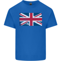 Distressed Union Jack Flag Great Britain Kids T-Shirt Childrens Royal Blue