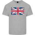 Distressed Union Jack Flag Great Britain Kids T-Shirt Childrens Sports Grey