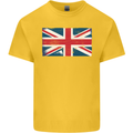 Distressed Union Jack Flag Great Britain Kids T-Shirt Childrens Yellow
