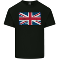 Distressed Union Jack Flag Great Britain Mens Cotton T-Shirt Tee Top Black