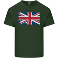 Distressed Union Jack Flag Great Britain Mens Cotton T-Shirt Tee Top Forest Green