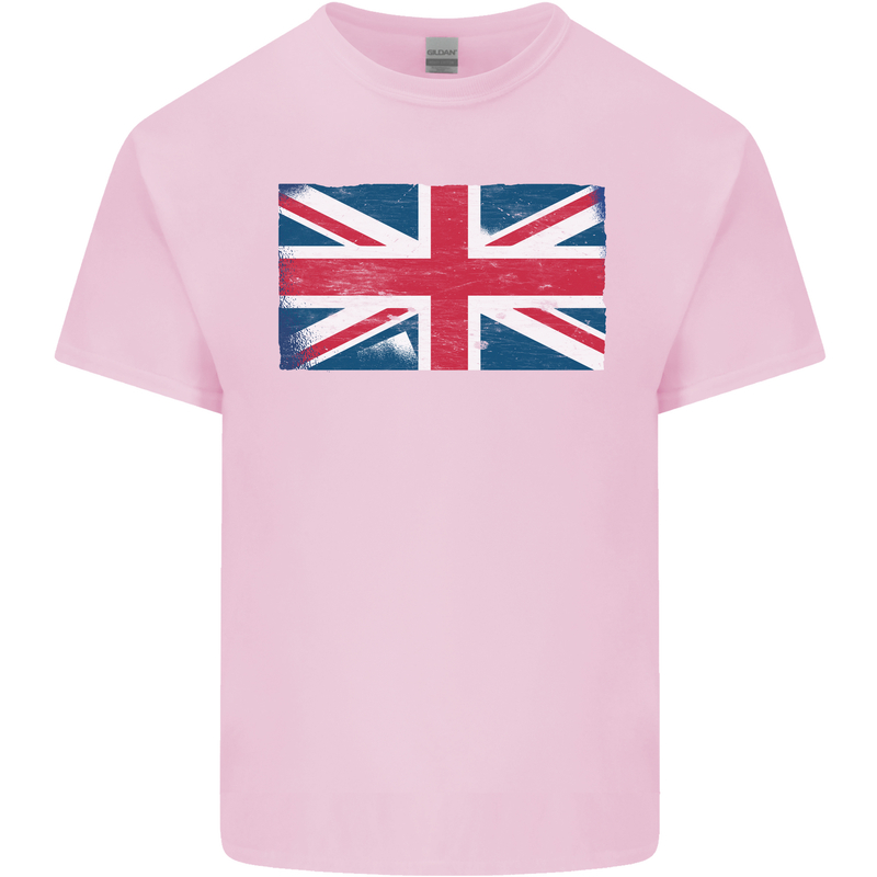 Distressed Union Jack Flag Great Britain Mens Cotton T-Shirt Tee Top Light Pink