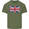 Distressed Union Jack Flag Great Britain Mens Cotton T-Shirt Tee Top Military Green