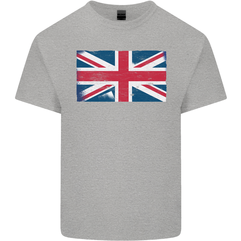 Distressed Union Jack Flag Great Britain Mens Cotton T-Shirt Tee Top Sports Grey