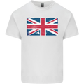 Distressed Union Jack Flag Great Britain Mens Cotton T-Shirt Tee Top White