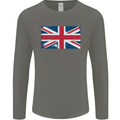 Distressed Union Jack Flag Great Britain Mens Long Sleeve T-Shirt Charcoal