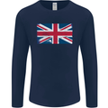 Distressed Union Jack Flag Great Britain Mens Long Sleeve T-Shirt Navy Blue