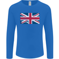 Distressed Union Jack Flag Great Britain Mens Long Sleeve T-Shirt Royal Blue