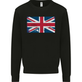Distressed Union Jack Flag Great Britain Mens Sweatshirt Jumper Black