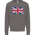 Distressed Union Jack Flag Great Britain Mens Sweatshirt Jumper Charcoal
