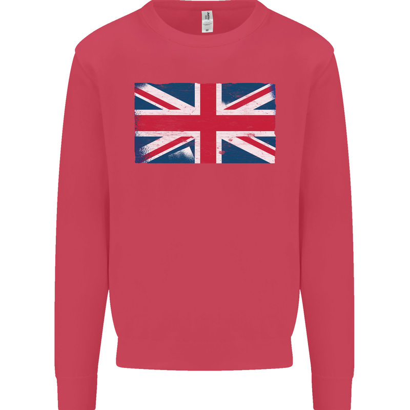 Distressed Union Jack Flag Great Britain Mens Sweatshirt Jumper Heliconia