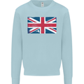 Distressed Union Jack Flag Great Britain Mens Sweatshirt Jumper Light Blue
