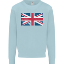 Distressed Union Jack Flag Great Britain Mens Sweatshirt Jumper Light Blue