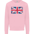 Distressed Union Jack Flag Great Britain Mens Sweatshirt Jumper Light Pink