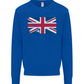 Distressed Union Jack Flag Great Britain Mens Sweatshirt Jumper Royal Blue