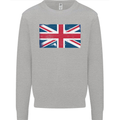 Distressed Union Jack Flag Great Britain Mens Sweatshirt Jumper Sports Grey