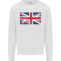 Distressed Union Jack Flag Great Britain Mens Sweatshirt Jumper White