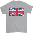 Distressed Union Jack Flag Great Britain Mens T-Shirt Cotton Gildan Sports Grey