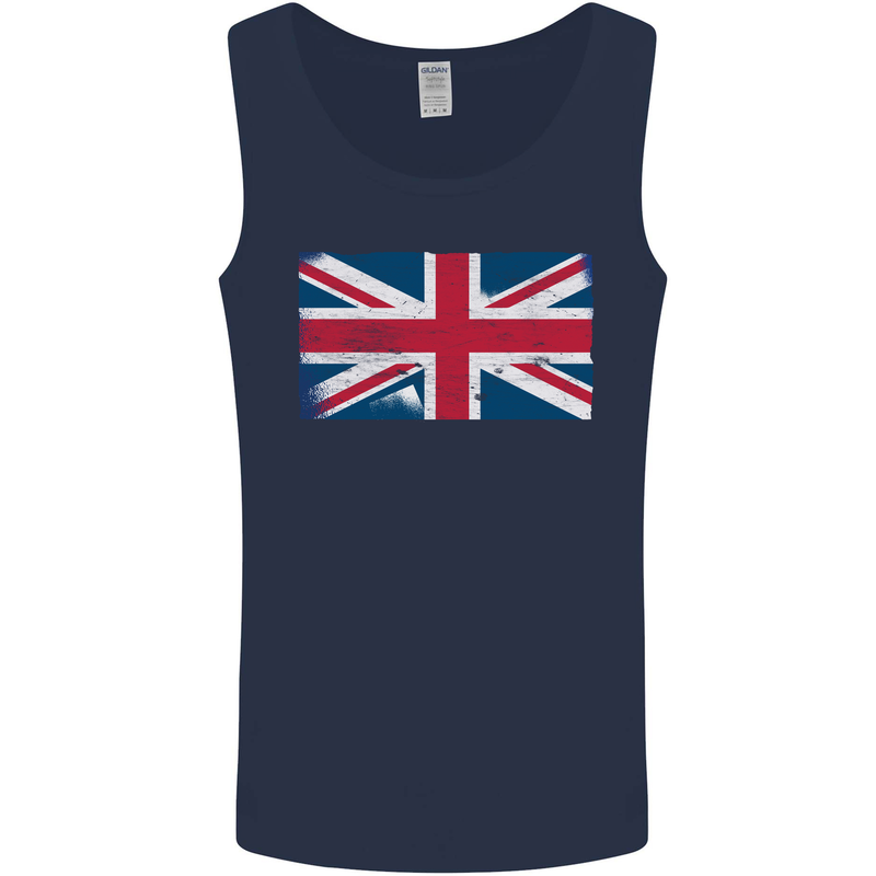 Distressed Union Jack Flag Great Britain Mens Vest Tank Top Navy Blue