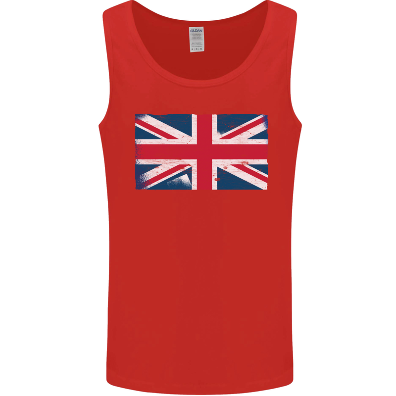 Distressed Union Jack Flag Great Britain Mens Vest Tank Top Red
