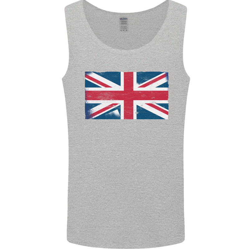 Distressed Union Jack Flag Great Britain Mens Vest Tank Top Sports Grey