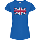 Distressed Union Jack Flag Great Britain Womens Petite Cut T-Shirt Royal Blue