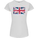 Distressed Union Jack Flag Great Britain Womens Petite Cut T-Shirt White