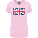 Distressed Union Jack Flag Great Britain Womens Wider Cut T-Shirt Light Pink
